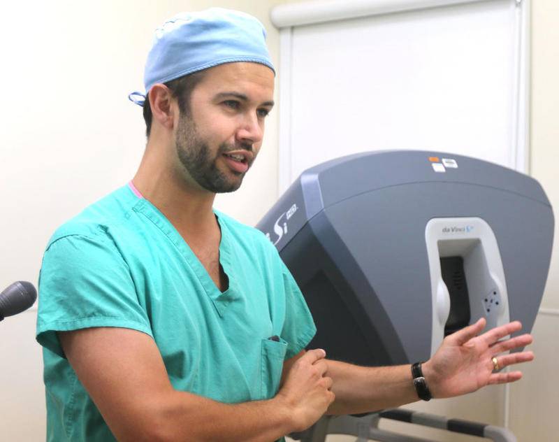 Dr. Ricardo Soares, who specializes in urologic oncology and endourology, at Northwestern Medicine Kishwaukee Hospital in DeKalb talks about the their new da Vinci robotic surgical system Friday at the hospital. The da Vinci is the first robotic system at the hospital and can be used for a variety of procedures.