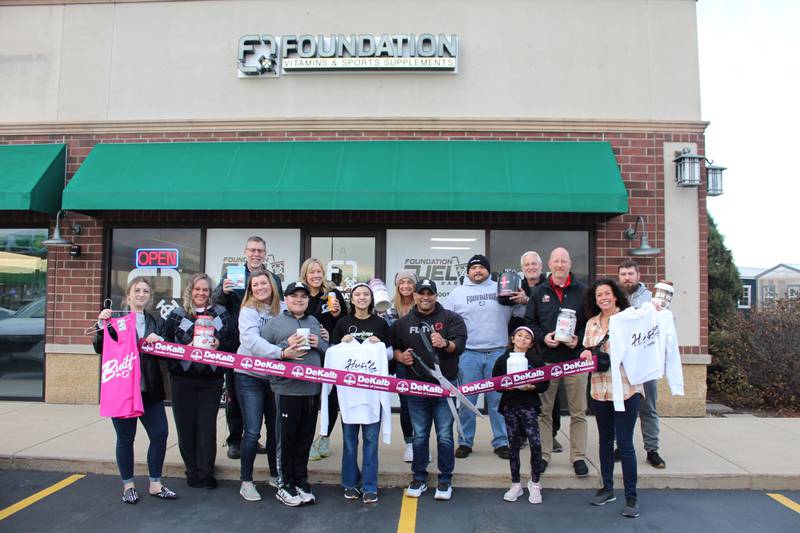 The DeKalb Chamber of Commerce welcoming Foundation with a ribbon-cutting
