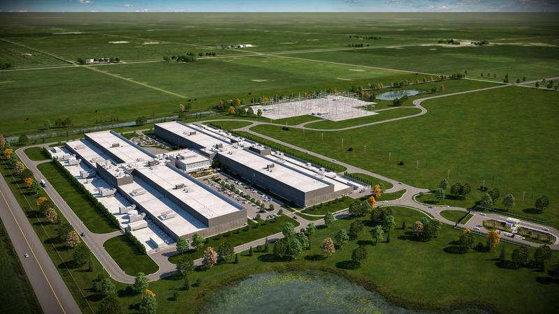 A rendering of the Facebook DeKalb Data Center, an $800 million investment which will build a 907,000-square-foot facility along Route 23 and Gurler Road in DeKalb.