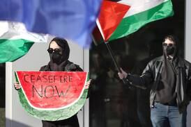 Protesters rally on NIU campus against Israel-Hamas war