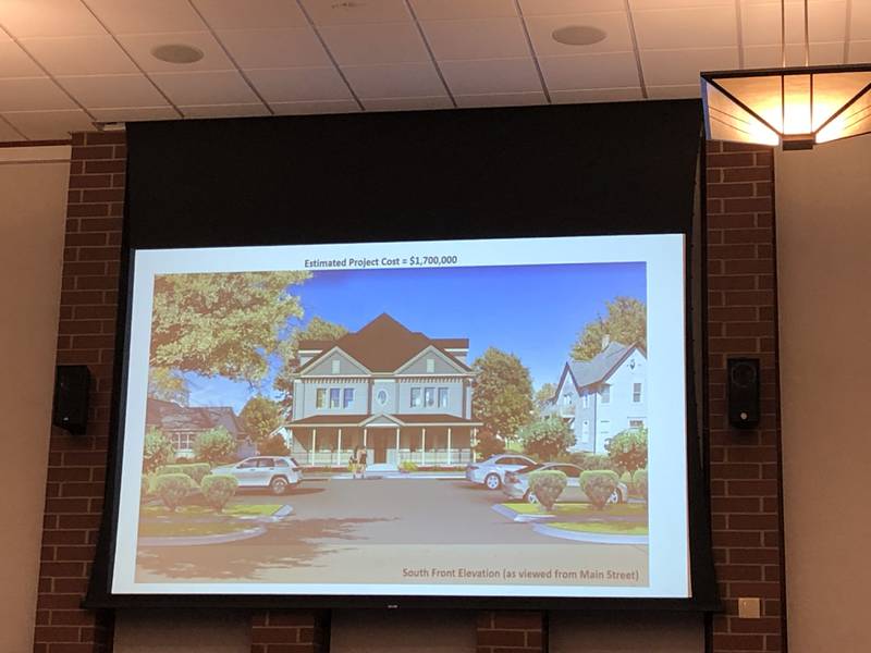 A rendering of a proposed apartment building in Huntley.