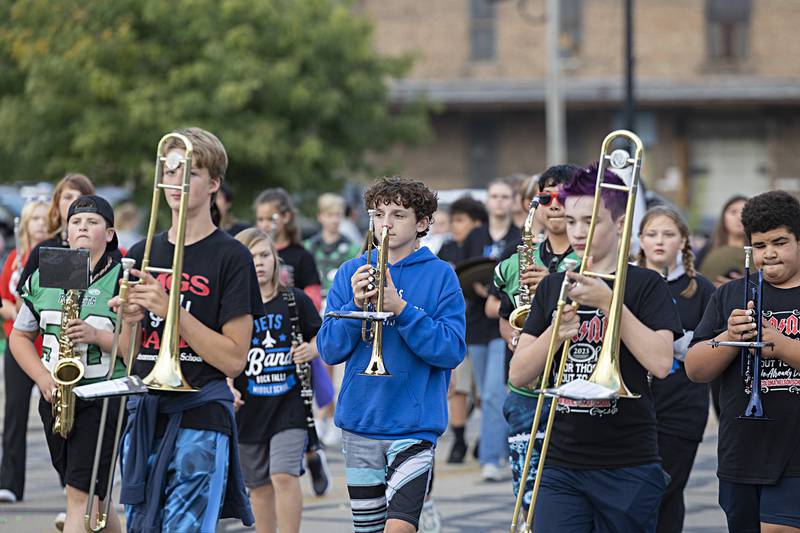 The junior marching Rockets walk in step Thursday, Sept. 21, 2023 near the final of the parade.