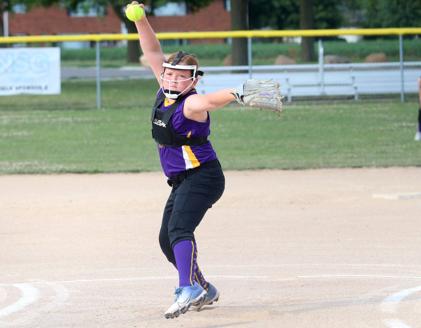 Collins Hilton lets go of a throw to Edge during the Ottawa Girls Fastpitch Association 11U City Championship on Wednesday July 2, 2025 at Peck Park in Ottawa.
