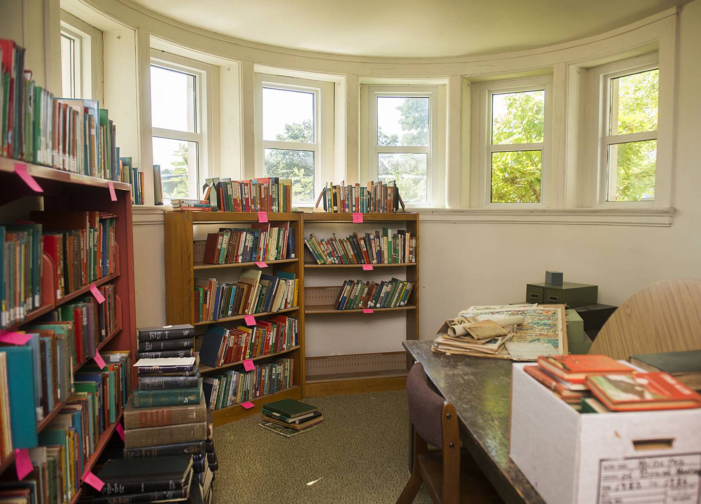 The lower part of the library is being used as mostly storage. The renovations will open it up for meeting areas and special program space.