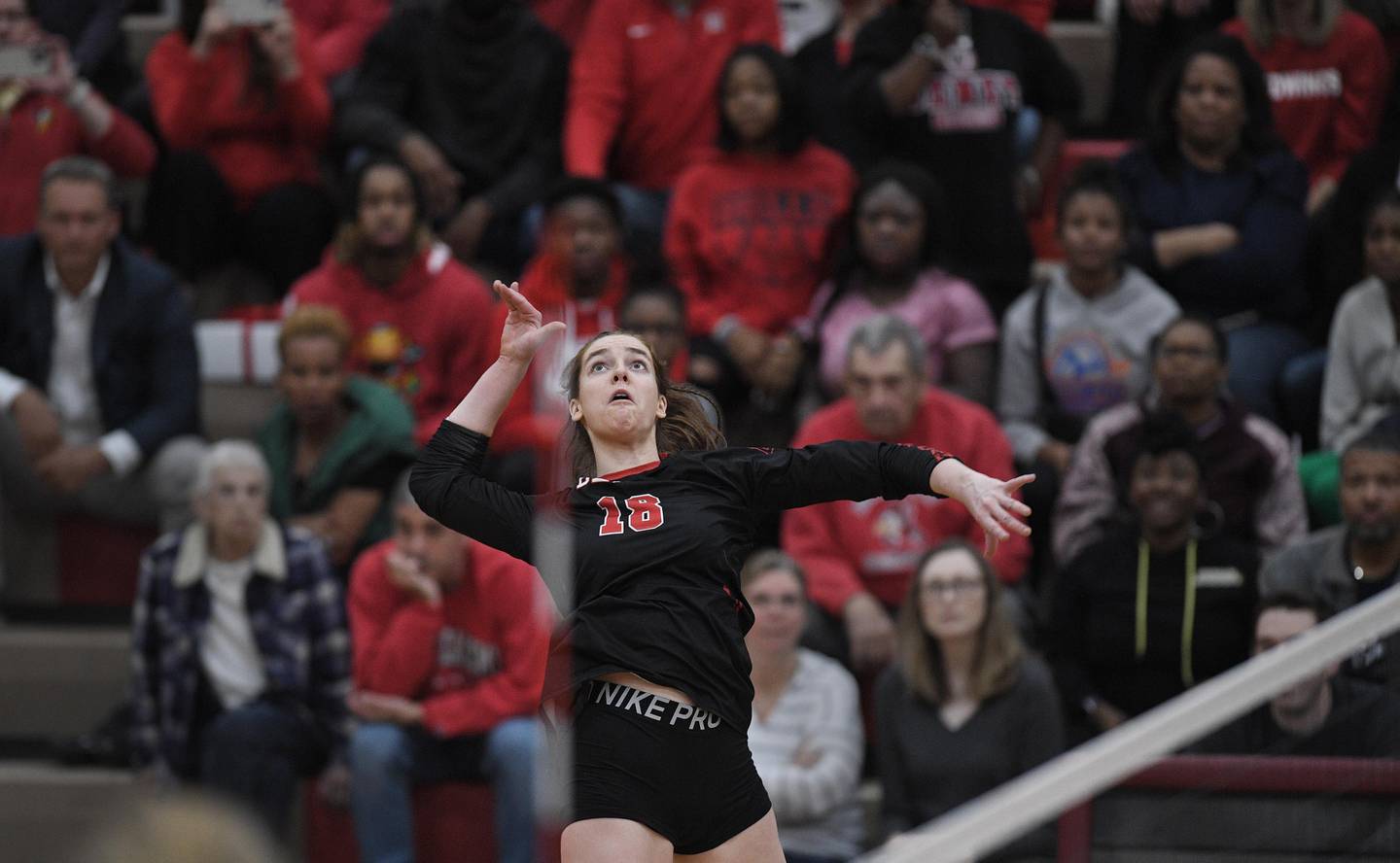 John Starks/jstarks@dailyherald.com
Benet’s Gabija Staniskis goes up for a shot against Naperville North in the Class 4A Sectional championship match in Plainfield on Wednesday, November 2, 2022.