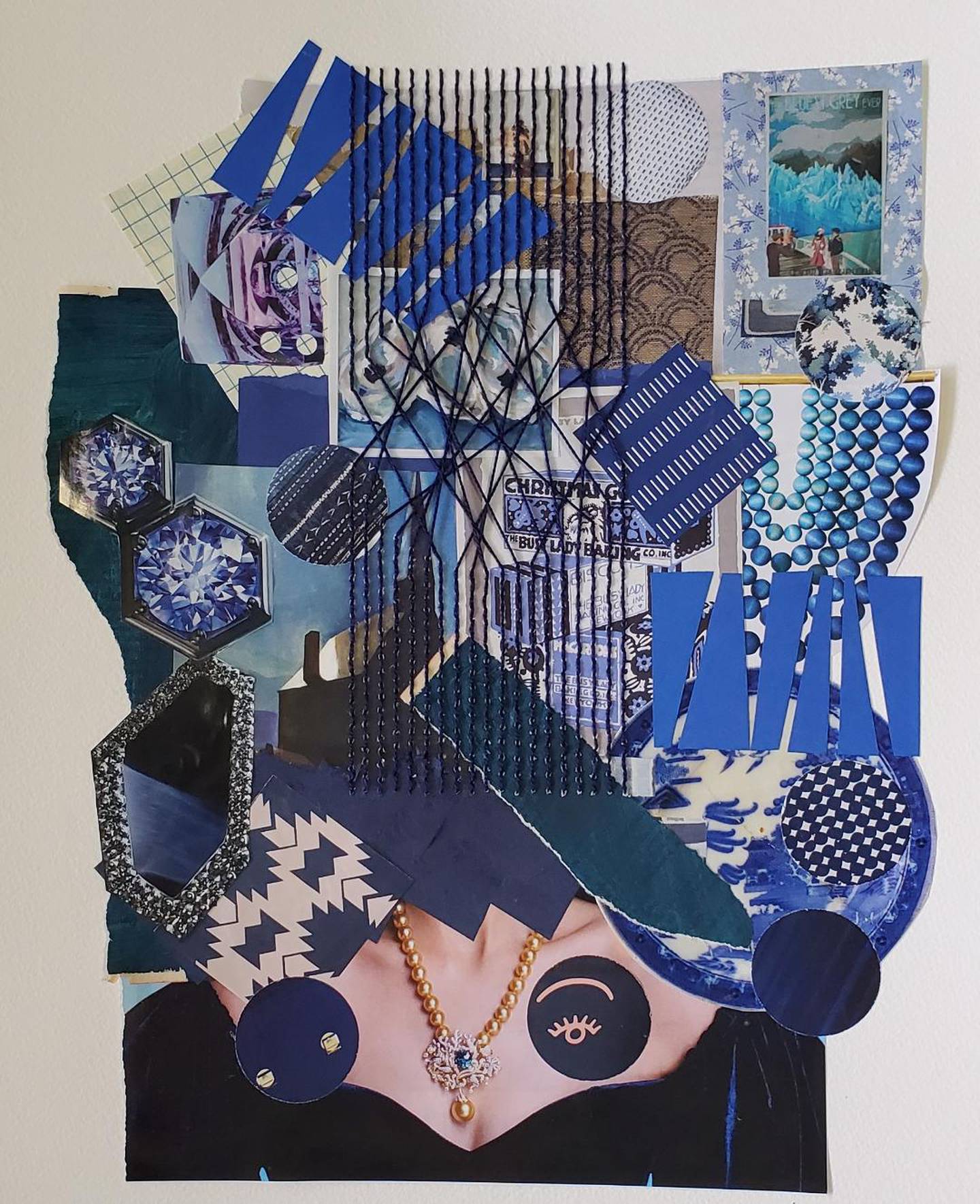 Indigo Work by Laura O'Connor (collage & embroidery)