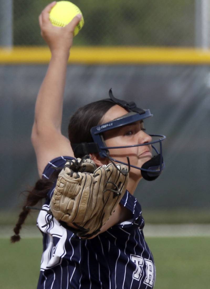 Cary-Grove’s Addy Green throws a pitch during the Class 3A Prairie Ridge Regional Championship softball game against Prairie Ridge on Friday, May 22, 2026, at Prairie Ridge High School.
