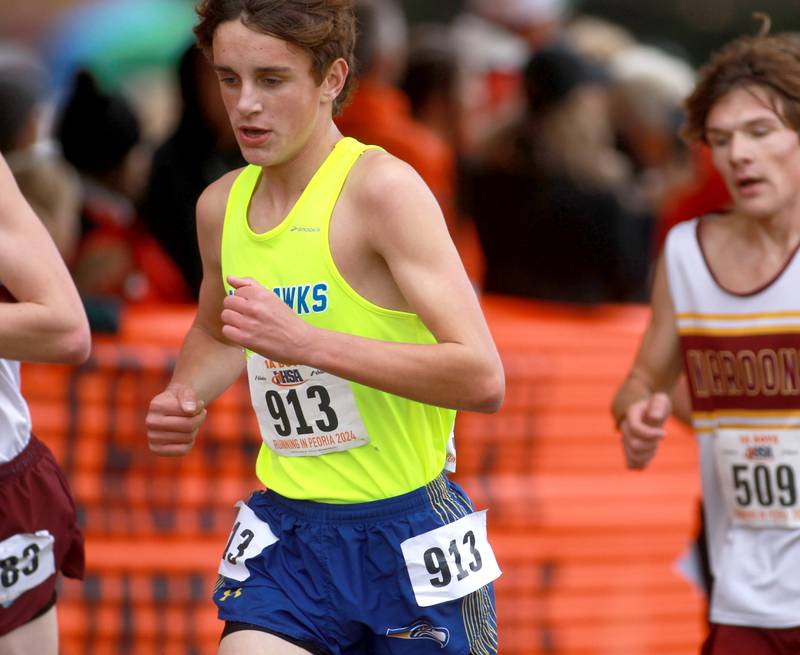 Johnsburg's Micah Klos competes in the Class 1A State Cross Country Championships on Saturday, Nov. 9, 2024 at Detweiller Park in Peoria.