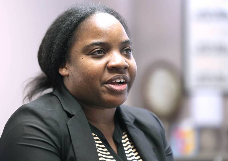 Tiffany Tucker, founder and executive director for Building Leaders Advocating for Change, talks Wednesday, Feb. 21, 2024, at her office in DeKalb, about the nonprofit and the work they do in the community. B.L.A.C. Inc. is dedicated to the empowerment of at-risk youth in DeKalb and the surrounding areas.