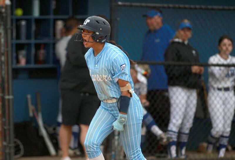 Lake Park's Ariana O'Connell celebrates her home run during a game against St. Charles North on Wednesday, April 30, 2025 in St. Charles.