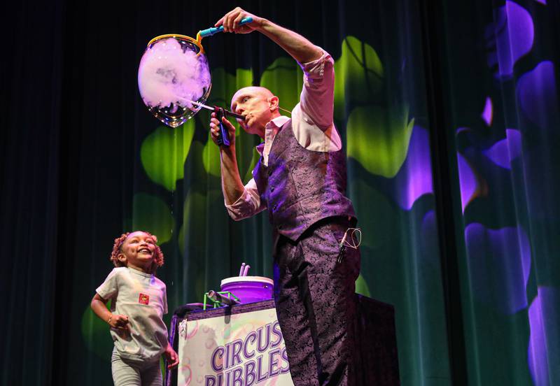 Circus of Bubbles a high-flying, 60-minute explosion of bubble magic, circus artistry and laugh-out-loud comedy will perform at Raue Center for the Arts at 7 p.m. Thursday, March 5.