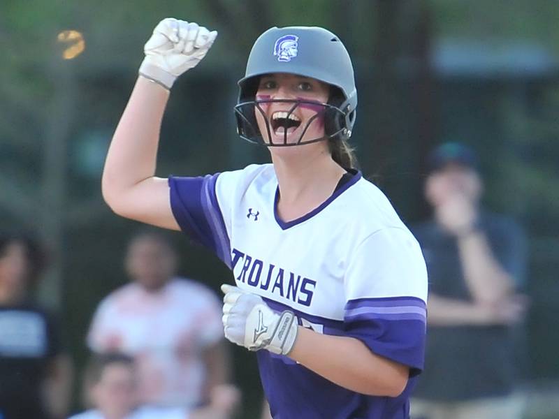 Downers Grove North's Bridget Callaghan rounds the bases after hitting a home run during a game against Downers Grove South on May. 12, 2022 at McCollum Park in Downers Grove.