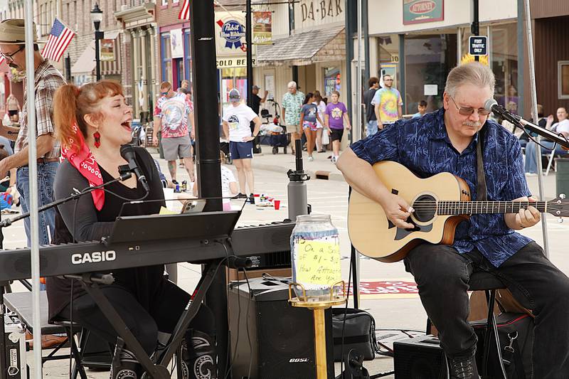 Brooke Byam and Ron Tegler were two of many musicians that filled the streets with music Saturday, Sept. 20, 2025, for Morrison's Paint the Town.