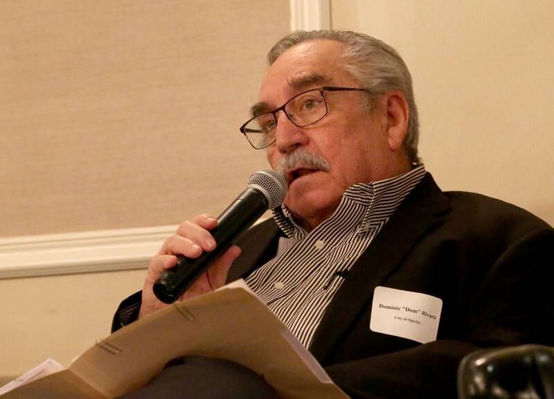 Dominic Rivara mayor of Oglesby, speaks during the State of the Cities Luncheon hosted by the Illinois Valley Chamber of Commerce on Thursday, March 16, 2023 at Grand Bear Lodge in Utica.