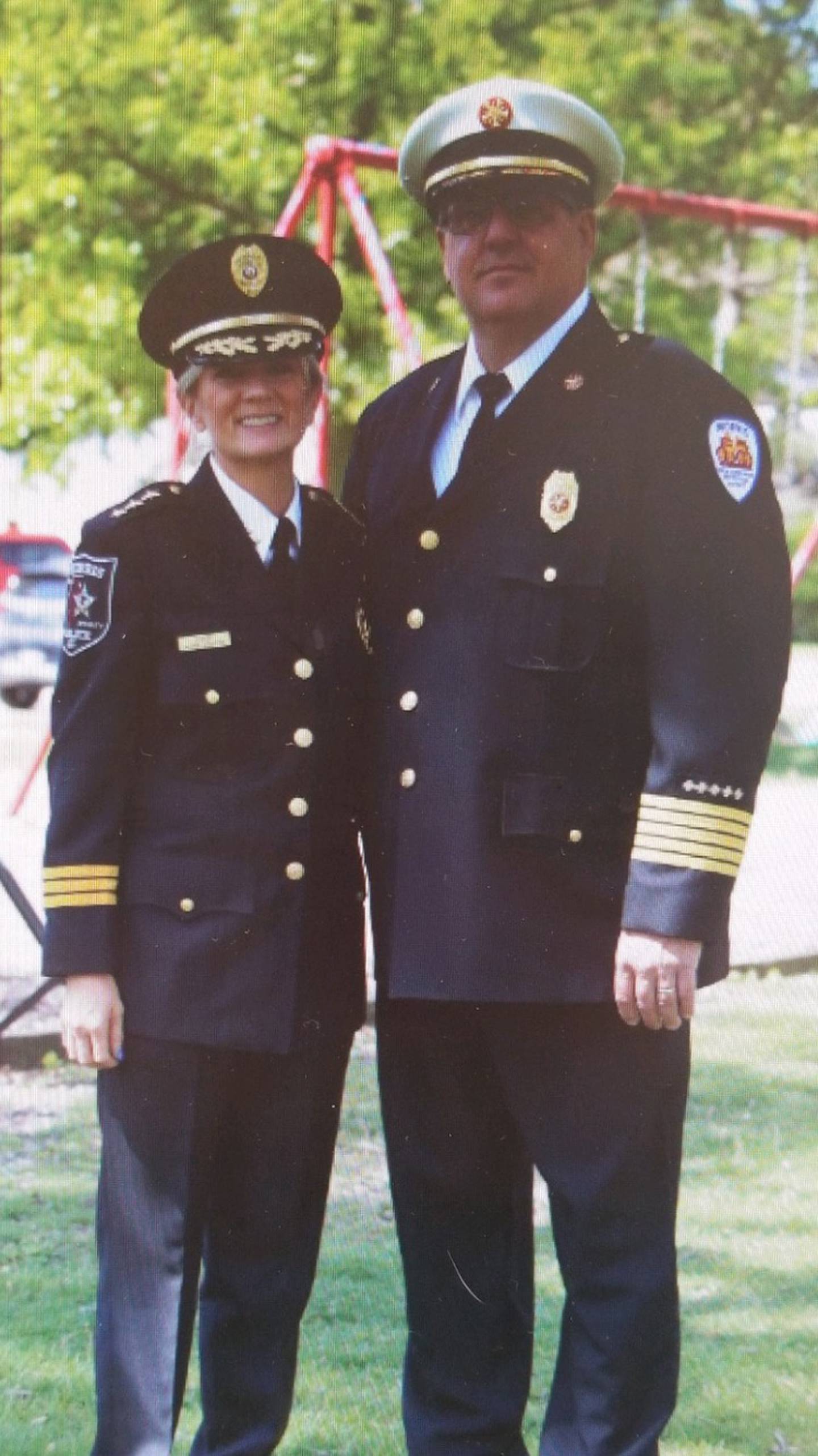 Chief of Police Alicia Steffes and her husband Fire Chief Tracey Steffes.