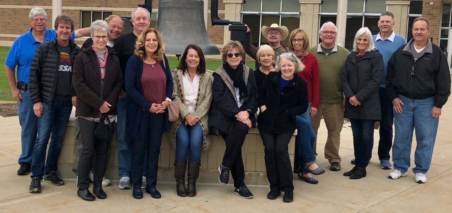 Members of the DeKalb High School Class of 1973 touring DeKalb High School.