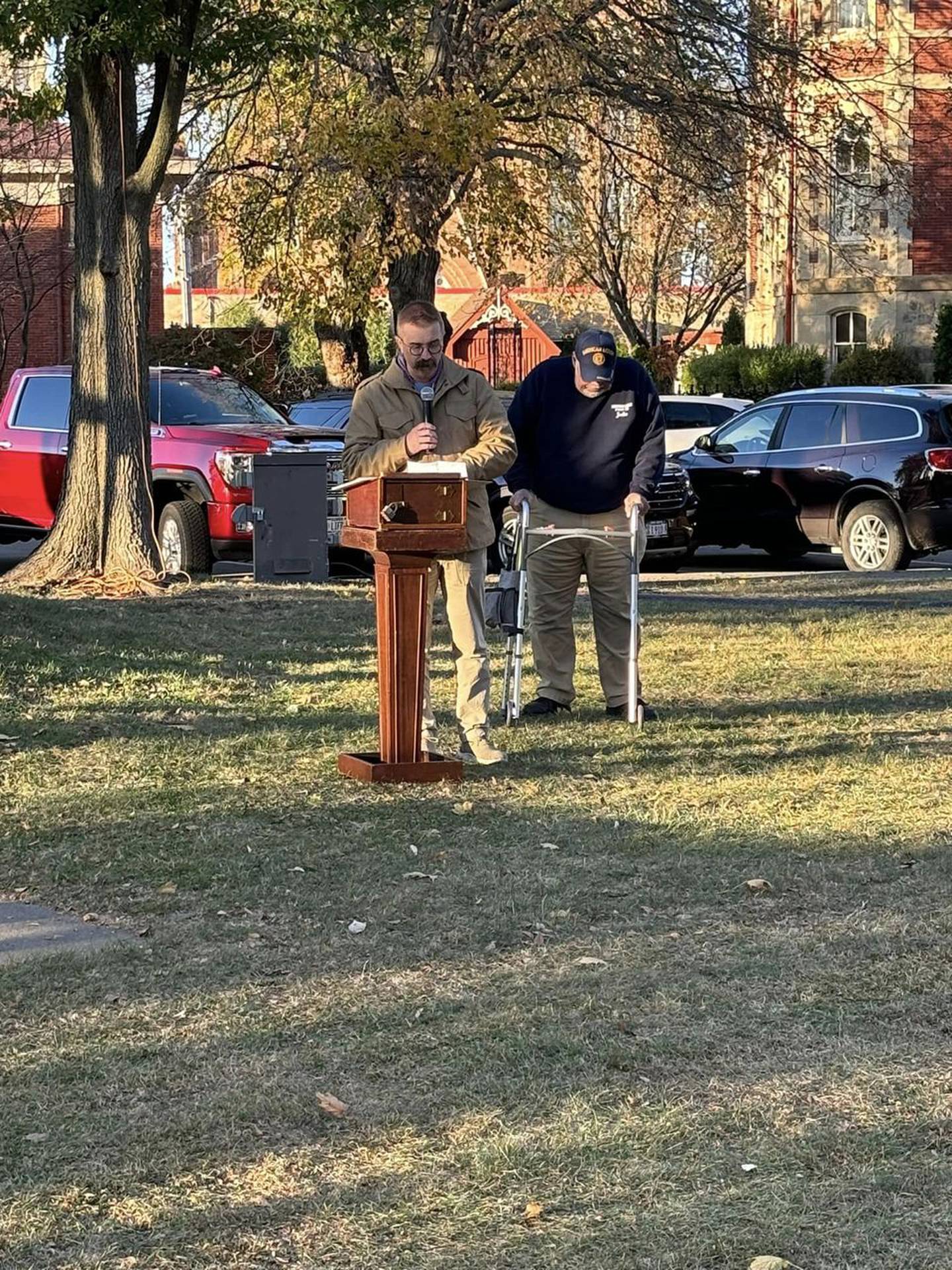 Ottawa Mayor Robb Hasty speaks Friday, Nov. 1, 2024, during the 24-hour Veterans Honor Guard Vigil at Washington Square.
