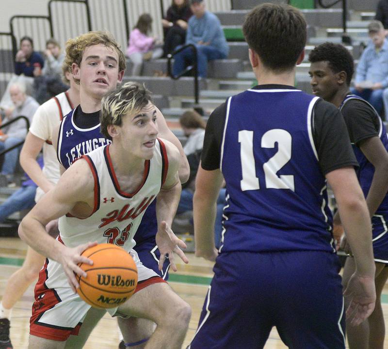 Hall’s Branden Curran drives to the basket past the Lexington defense in the fourth quarter Friday during the semifinals of the Shipyard Showdown hosted by Seneca High School.