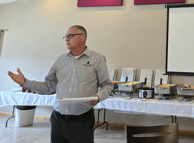Rick Clary, Community Bank President, Princeton, talks Wednesday, Oct. 30, 2024,  about setting up the Princeton Foundation.