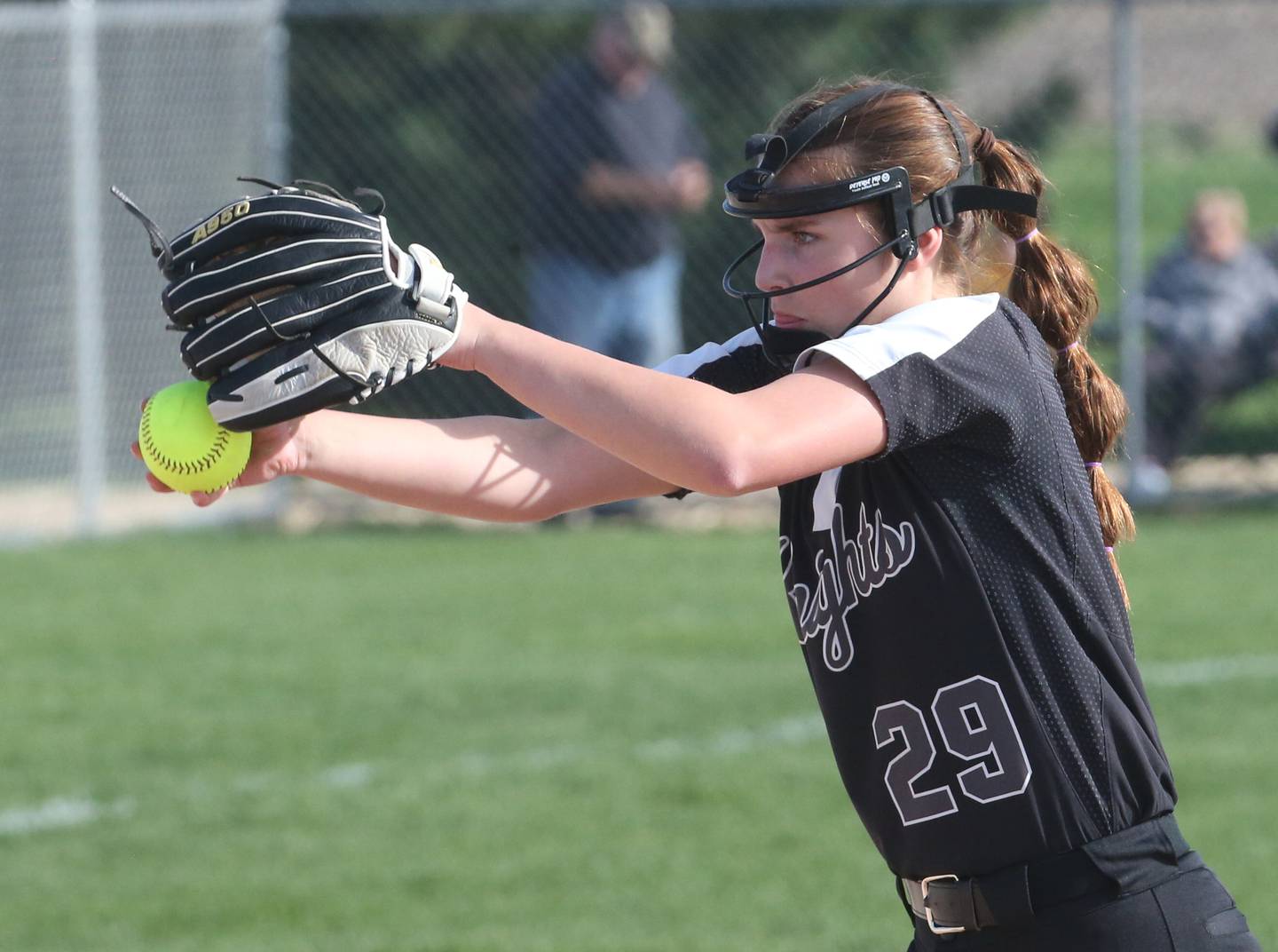 Kaneland's Brynn Woods delivers a pitch to L-P on Tuesday, April 18, 2023 at Veterans Park in Peru.