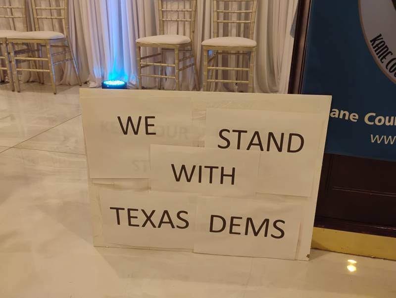 Texas state lawmakers were welcomed at a special meeting of the Kane County Democratic Women Wednesday, Aug. 6 at  Carmina's Mexican Restaurant and Banquets in Elgin.