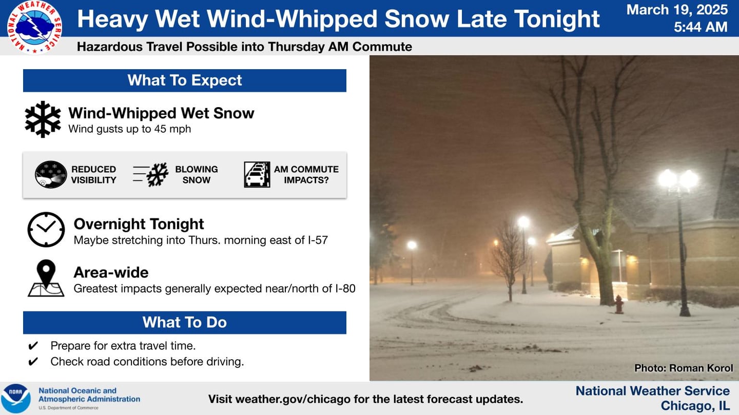 There is a chance for wind-whipped snow into the Thursday morning commute
