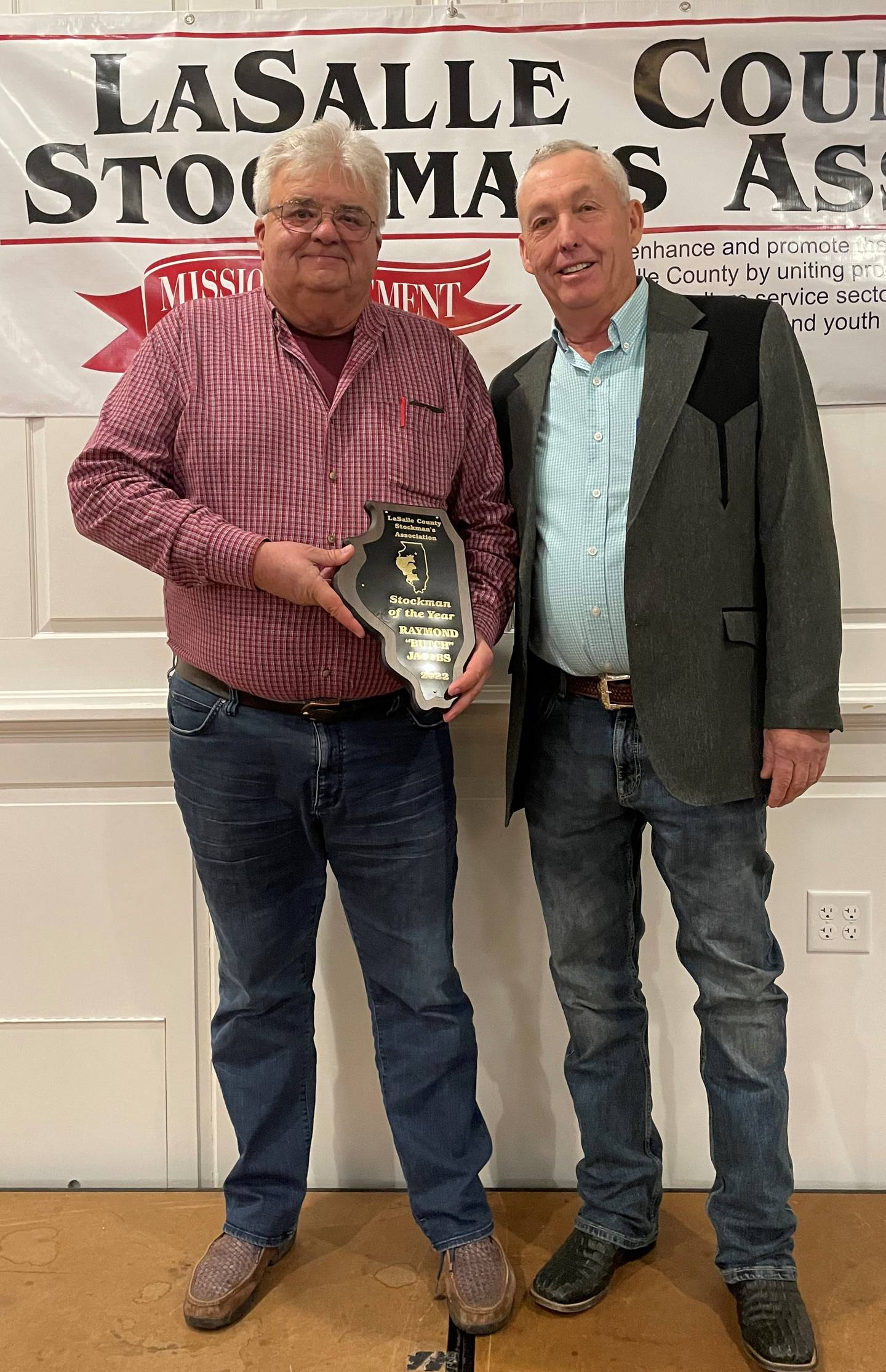 The 2022 Stockman of the Year was Butch Jacobs (photographed with presenter Floyd Crane).
