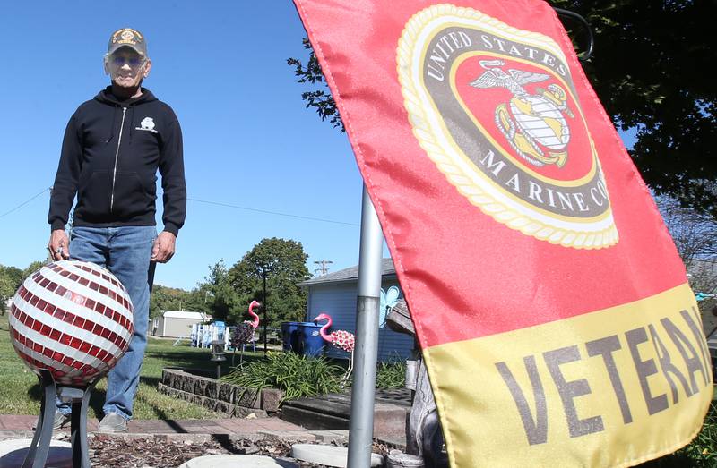 United States Marine Veteran Gordon Parks poses for a photo outside his home on Monday, Oct. 7, 2024 in La Salle. Parks was a Marine who fought in the Vietnam War.