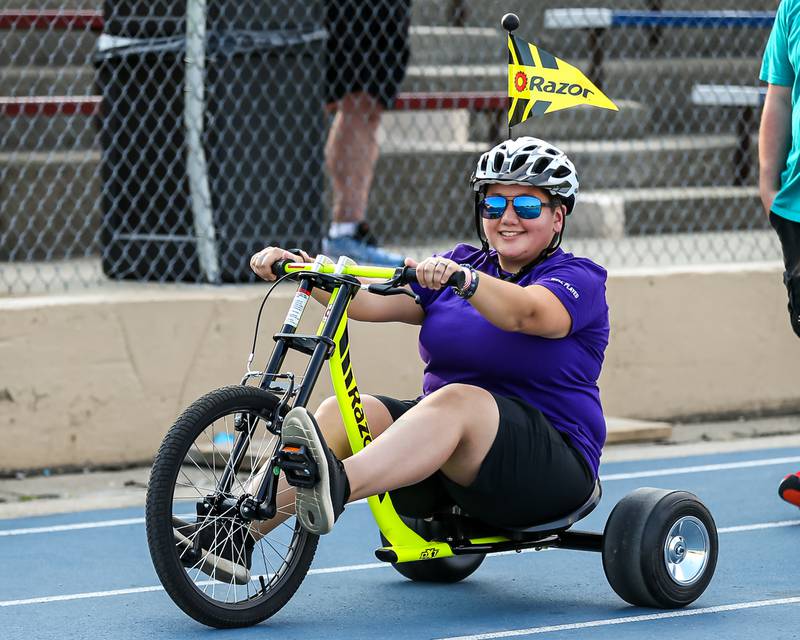 Mariha racing for Hollywood casino is introduced before the start of the Great American Big Wheel Race.  July 22nd, 2023