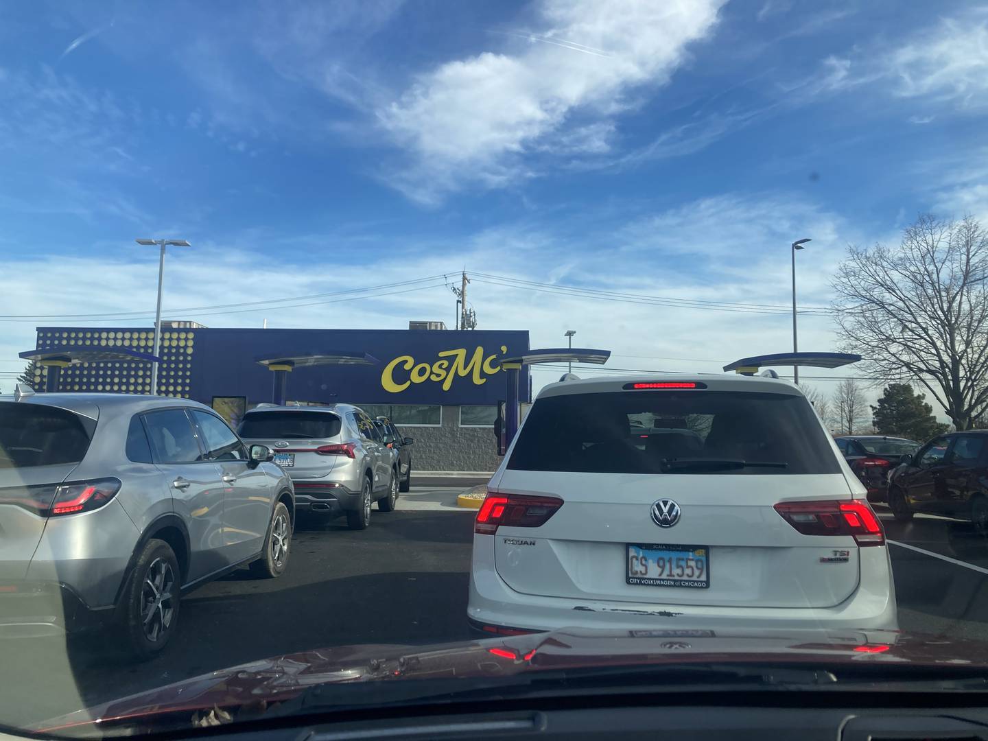 Drive-through line approaching CosMc's one week after opening.