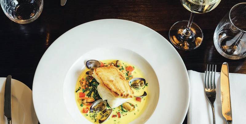 Fresh catches of the day at Prime Cut include pistachio-crusted halibut, tuna tataki and teriyaki salmon.