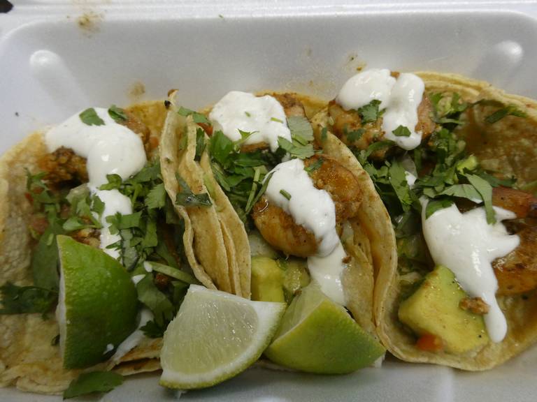 Shrimp tacos at Mario's Restaurant in Crystal Lake; the venue offers a small but colorful setting for Mexican favorites; the new restaurant offers a sit-down version of offerings from the owners' food truck, "Mario's Cart."