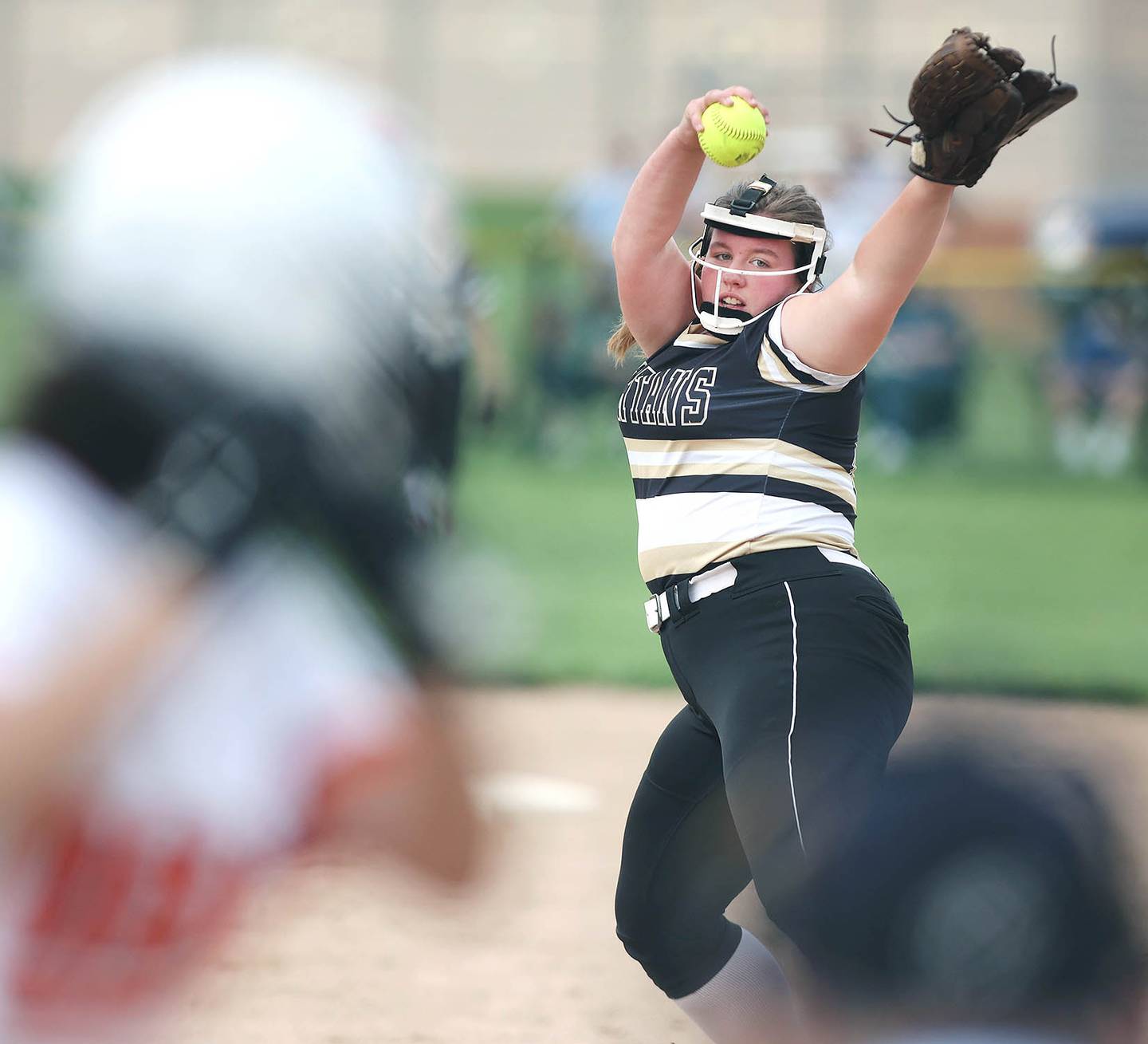 Sycamore's Rebecca Allen delivers a pitch to DeKalb's Izzy Aranda during their game Friday, May 20, 2022, at Sycamore High School. Sycamore won 11-0.