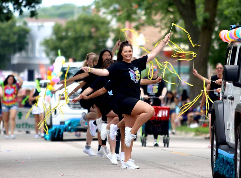 Dancers from the Mar Ray group perform during the Fiesta Days Parade on Main Street in McHenry on Sunday, July 20, 2025.