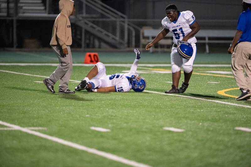 Joliet Central Celebrates their win against Plainfield Central on Friday Oct. 11, 2024 at Plainfield Central High School. This was Joliet Centrals first win since 2019