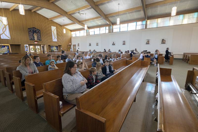 Students, staff and parishioners were invited in to pray Wednesday, April 23, 2025, for the recently deceased Pope Francis at St. Anne’s Church in Dixon.