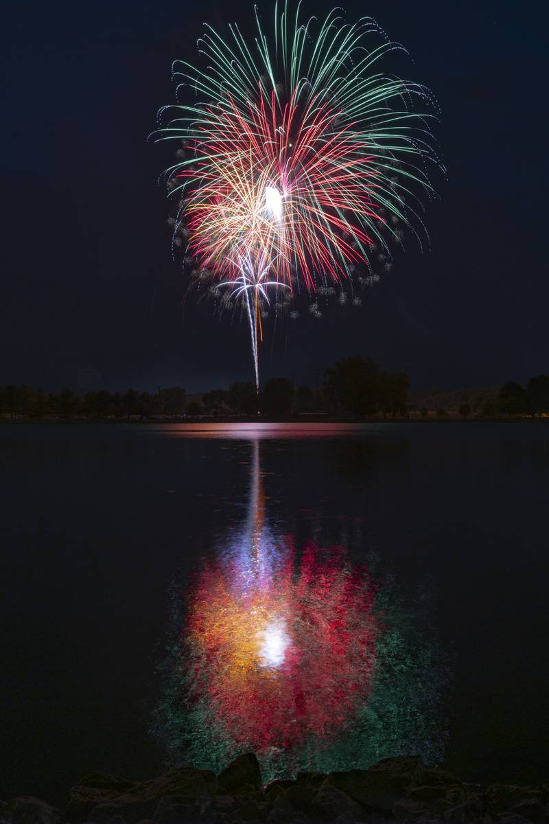 Fireworks explode over Lake Mendota during the show on Saturday, June 24, 2023.
