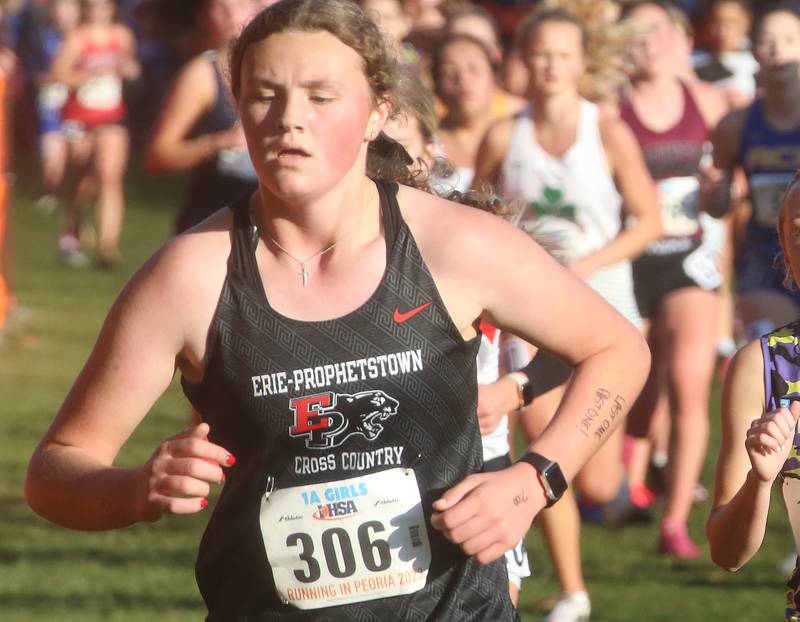 Erie-Prophetstown's Chloe Slock competes in the Class 1A Cross Country Finals on Saturday, Nov. 4, 2023 at Detweiller Park in Peoria.