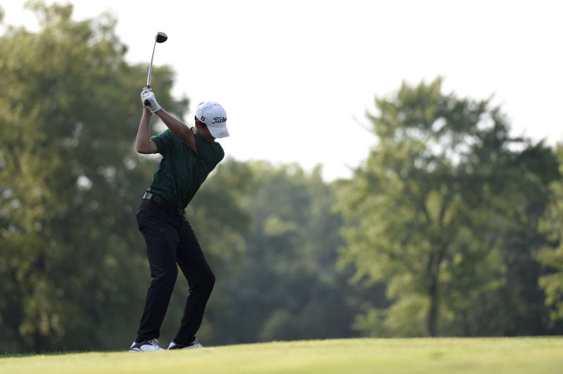 Grant Park's Gavin Franke tees off on a hole at Minne Monesse Golf Club on Friday, August 15, 2025.