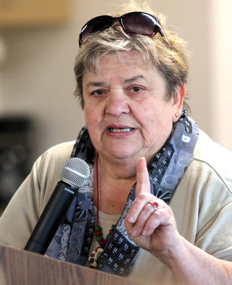 “There is no shame in having an audit,” said Bessie Chronopoulos (shown), former DeKalb mayor and alderwoman, who addressed city officials directly. “Come clean. Otherwise, you will not be trusted, no matter how hard you try.”

Amato said his office would oversee the audit and would select an audit company. He wants the funds for the audit to come from surplus from TIF 1 so “no one taxing body is overstretched.”

“The fact that the city would resist doing an audit given the circumstances is just mind-boggling,” longtime county resident Douglas Moore said.