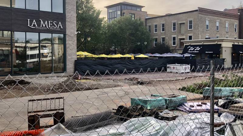 Ground has broken in May 2023 on the First Street plaza project in downtown St. Charles, just south of Route 64.