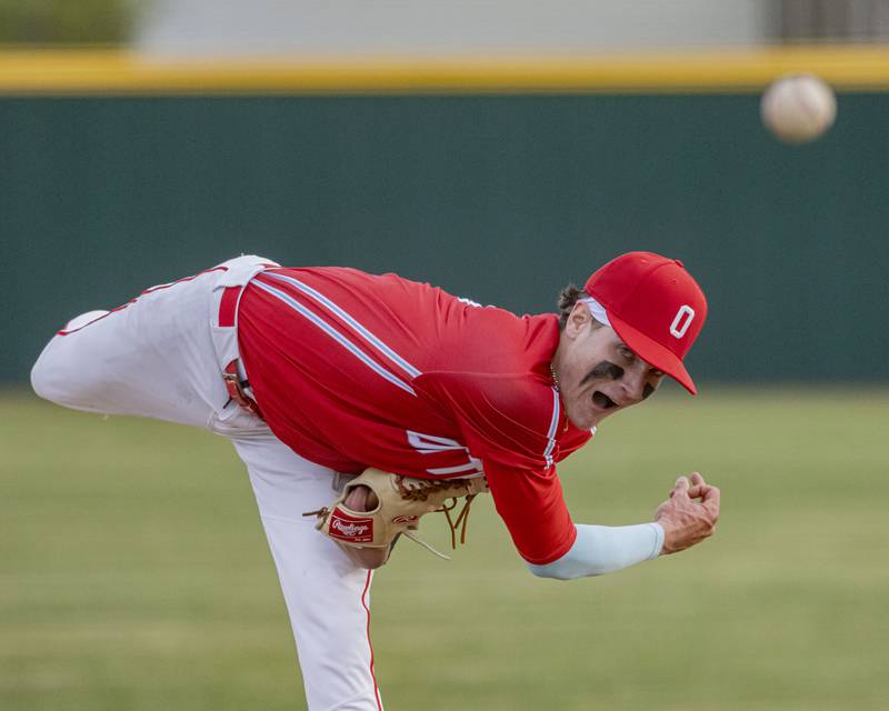 Ottawa's Tate Wesbecker throws a pitch against La Salle-Peru on Monday, April 22, 2024.