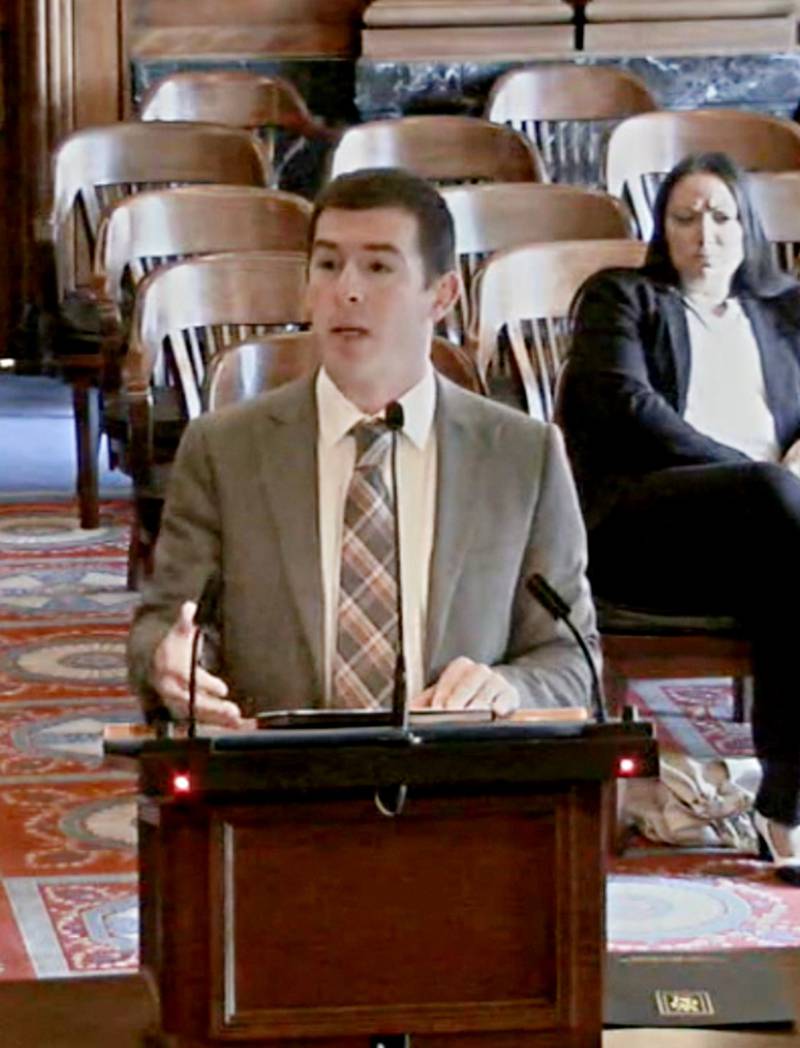 Rock Falls City Attorney Matt Cole of Ward, Murray, Pace & Johnson argues the city's case before the Illinois Supreme Court on Nov. 16, 2023.