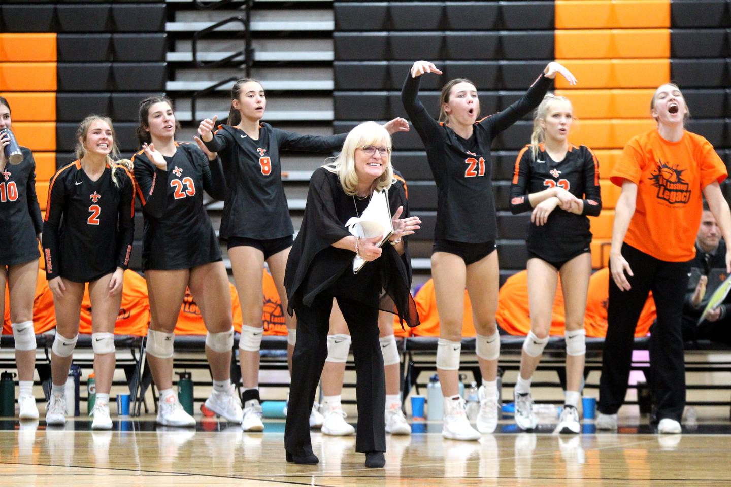 St. Charles East head girls volleyball coach Jennie Kull was honored following her final regular season home game on Wednesday, Oct. 19, 2022. This is Kull’s final season at East after more than 25 years.