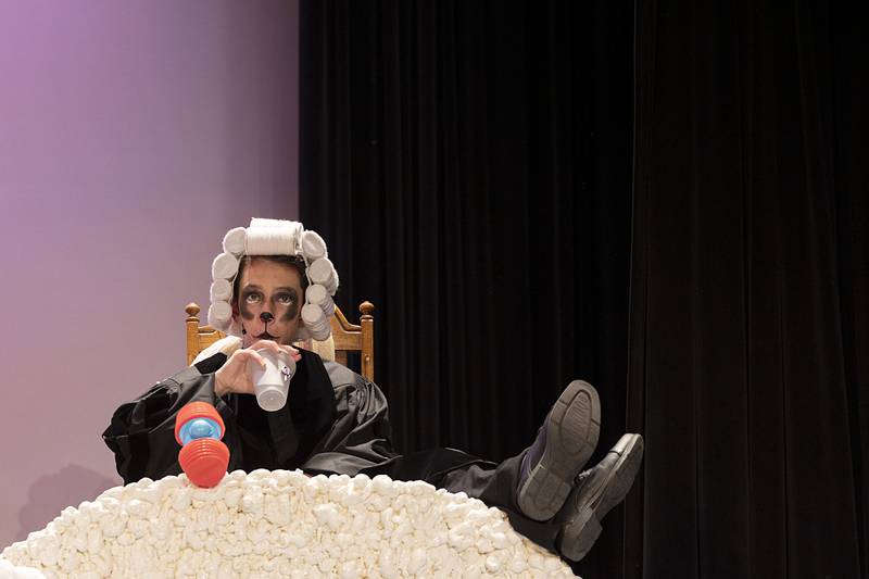 Christopher Wadsworth rules as the Judge in Dixon High School's production of  "Fairytale Courtroom."  Student actors offer a unique take on popular fairy tale characters. The shows are 7 p.m. Friday and Saturday and 2 p.m. Sunday at the high school auditorium. Admission: Adults $12, students/children $5.
