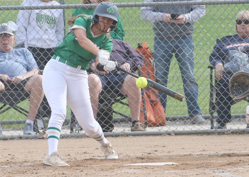 Seneca's Audry McNabb makes contact with the ball against Ottawa on Friday, May 2, 2025 at Ottawa High School.