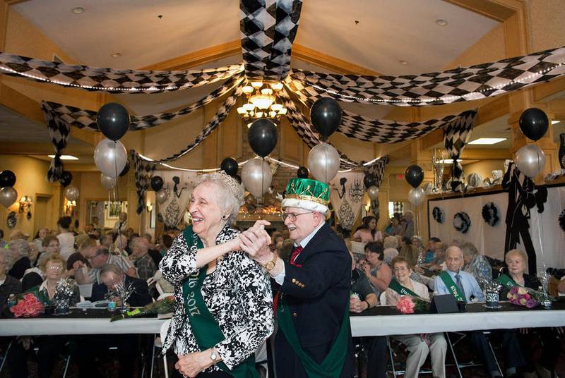 Bob McGarry and Ruth Koppen first dance together as The Timbers of Shorewood's 2016 King and Queen during the annual Seniors’ Senior Prom titled, “Top Hats & Bow Ties” June 24 in Shorewood.