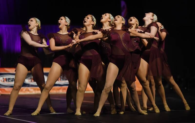 Joe Lewnard/jlewnard@dailyherald.com
Providence Catrholic peforms during the Class 2A Competitive Dance finals at Grossinger Motors Arena in Bloomington Saturday.