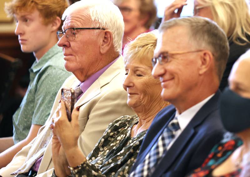 Family and friends of Judge Jill K. Konen watch her speak after being sworn in as an associate judge of the 23rd Judicial Circuit Friday, Sept. 23, 2022, at the DeKalb County Courthouse in Sycamore.