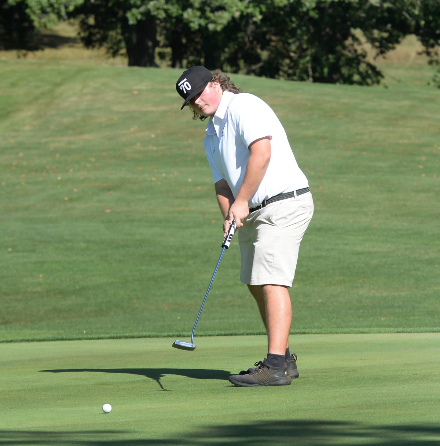 Forreston's Kaden Brown putts at the Salley Wessels Golf Invitational in Mt. Morris on Saturday, Sept. 21. Brown finished 17th at the 1A state golf meet on Oct. 19.